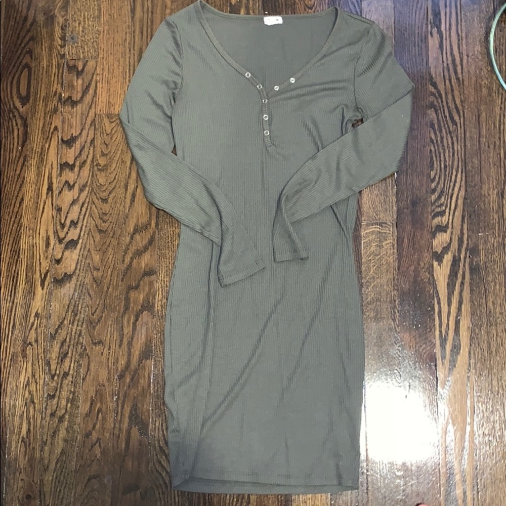 Garage olive green body con dress